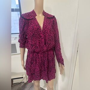 Zadig & Voltaire Reveal Leopard Print Hot Pink Magenta Dress‎